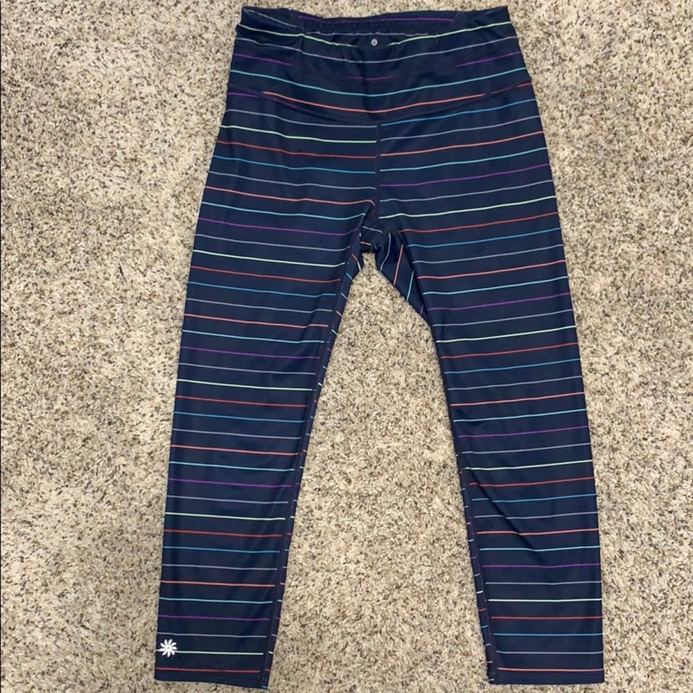 Athleta rainbow striped workout leggings sz small